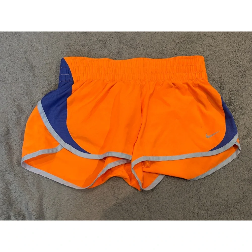 Nike Dri-FIT Running Shorts Womens XS Orange Purple Mesh Athletic Gym Workout